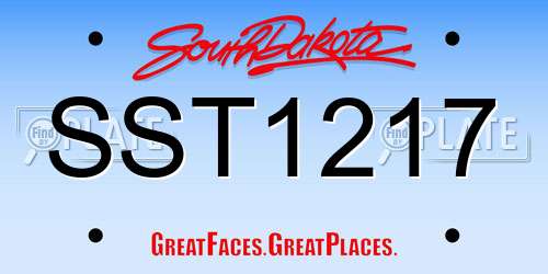 SST1217 South Dakota License Plate
