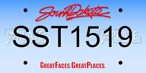 SST1519 South Dakota License Plate