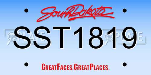 SST1819 South Dakota License Plate