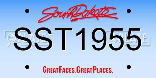 SST1955 South Dakota License Plate
