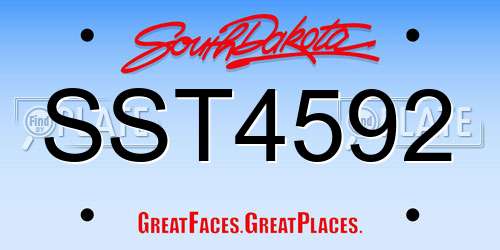 SST4592 South Dakota License Plate