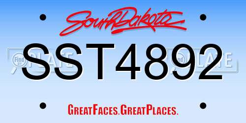 SST4892 South Dakota License Plate