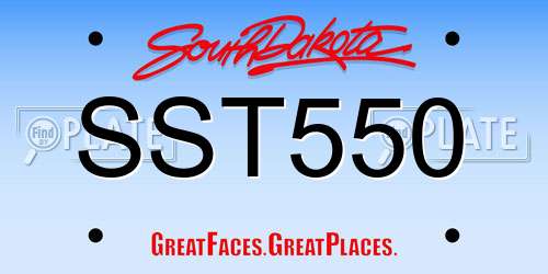 SST550 South Dakota License Plate