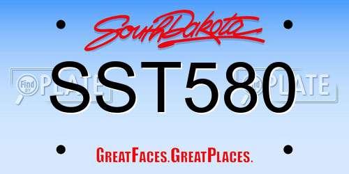 SST580 South Dakota License Plate