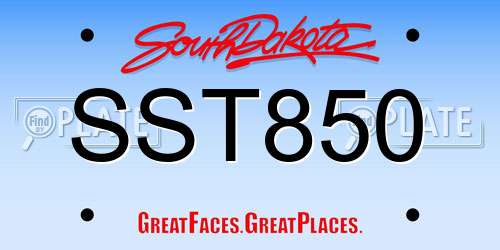 SST850 South Dakota License Plate