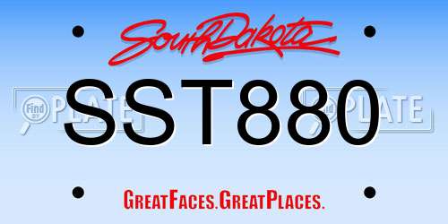 SST880 South Dakota License Plate