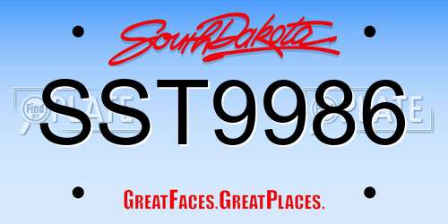 SST9986 South Dakota License Plate