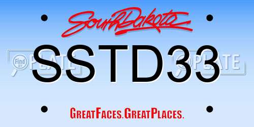 SSTD33 South Dakota License Plate