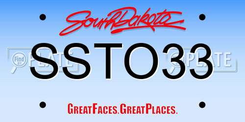 SSTO33 South Dakota License Plate