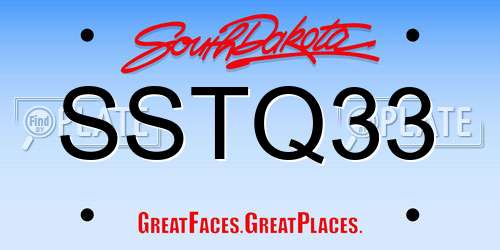 SSTQ33 South Dakota License Plate