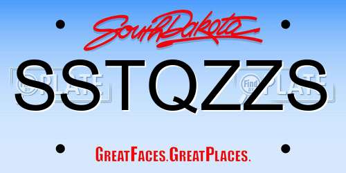 SSTQZZS South Dakota License Plate