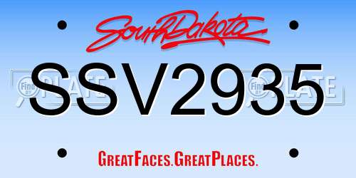 SSV2935 South Dakota License Plate