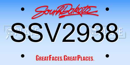 SSV2938 South Dakota License Plate