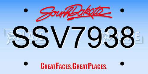 SSV7938 South Dakota License Plate
