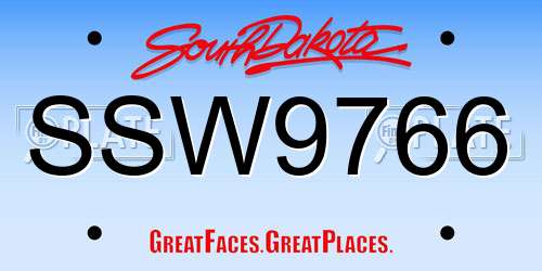 SSW9766 South Dakota License Plate