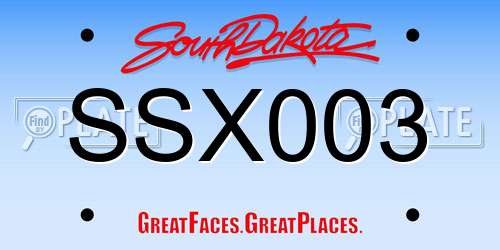 SSX003 South Dakota License Plate