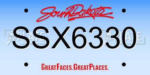 SSX6330 South Dakota License Plate