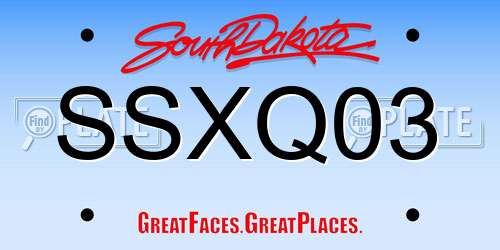 SSXQ03 South Dakota License Plate