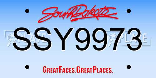 SSY9973 South Dakota License Plate