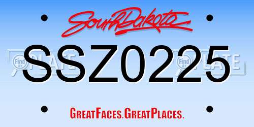 SSZ0225 South Dakota License Plate