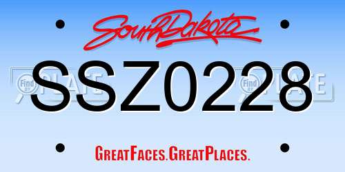 SSZ0228 South Dakota License Plate