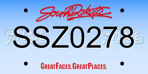 SSZ0278 South Dakota License Plate