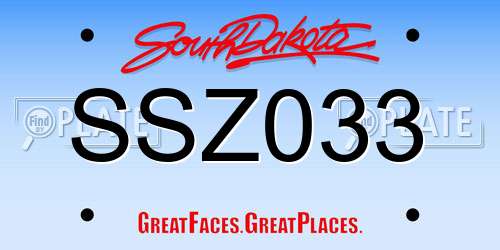 SSZ033 South Dakota License Plate