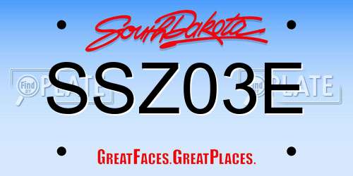 SSZ03E South Dakota License Plate