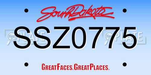 SSZ0775 South Dakota License Plate