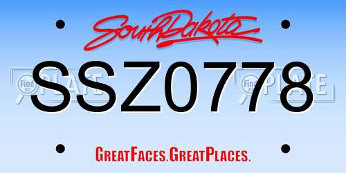 SSZ0778 South Dakota License Plate