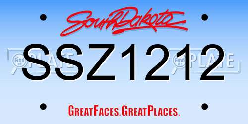 SSZ1212 South Dakota License Plate