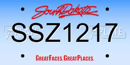SSZ1217 South Dakota License Plate