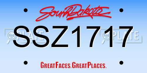 SSZ1717 South Dakota License Plate