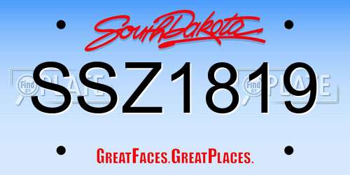 SSZ1819 South Dakota License Plate