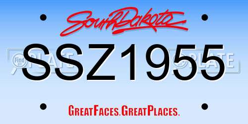 SSZ1955 South Dakota License Plate