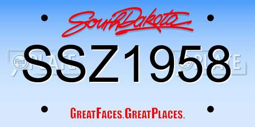 SSZ1958 South Dakota License Plate