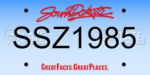 SSZ1985 South Dakota License Plate