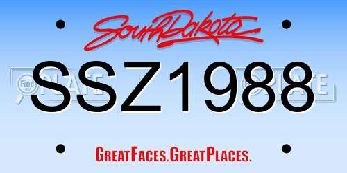 SSZ1988 South Dakota License Plate