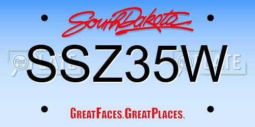 SSZ35W South Dakota License Plate
