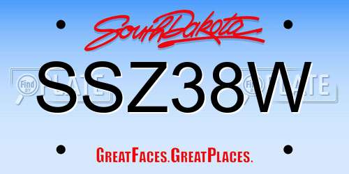 SSZ38W South Dakota License Plate