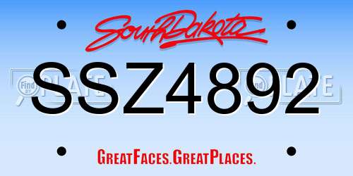 SSZ4892 South Dakota License Plate