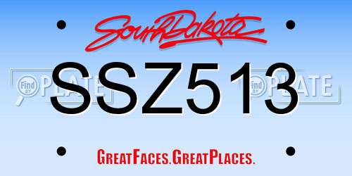 SSZ513 South Dakota License Plate