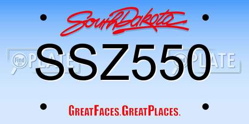 SSZ550 South Dakota License Plate