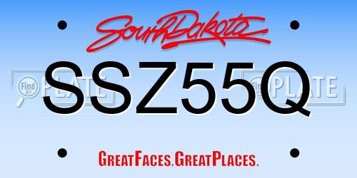 SSZ55Q South Dakota License Plate