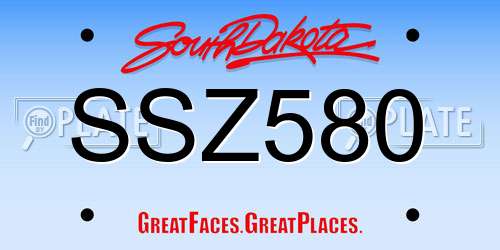 SSZ580 South Dakota License Plate