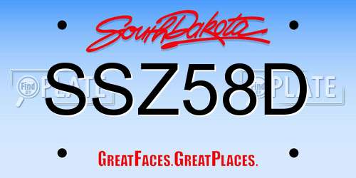 SSZ58D South Dakota License Plate