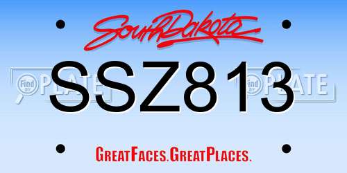 SSZ813 South Dakota License Plate
