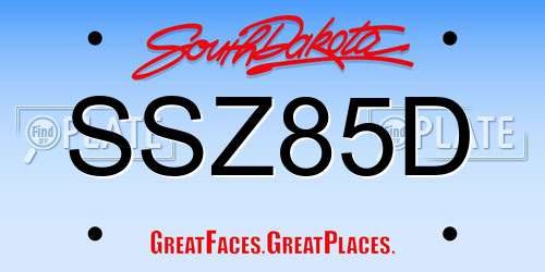 SSZ85D South Dakota License Plate