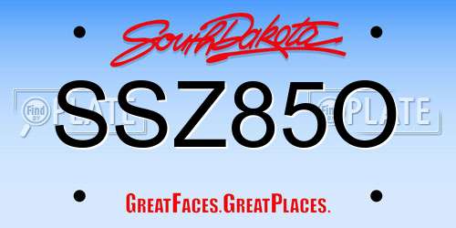 SSZ85O South Dakota License Plate