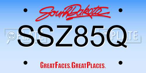 SSZ85Q South Dakota License Plate